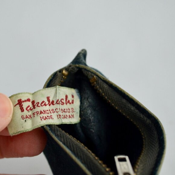 Vintage Dark Blue Takahashi Japan Coin Purse Leather Zippered - Picture 4 of 5
